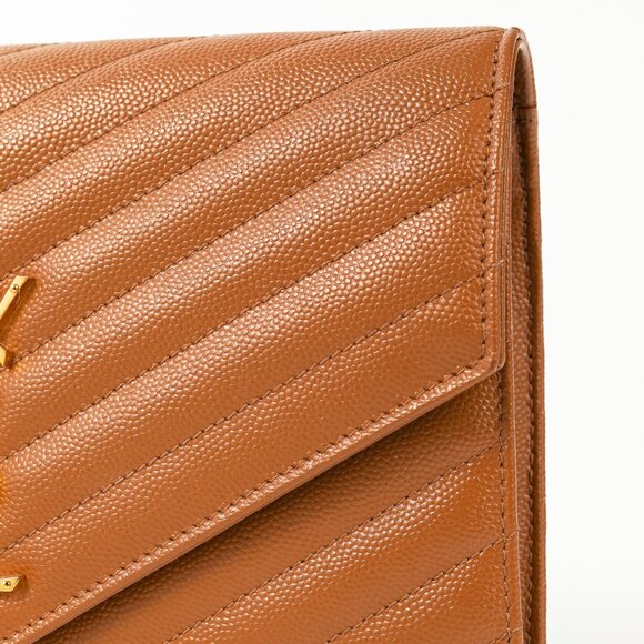 Saint Laurent Dark Natural Grain de Poudre Chevron Matelasse YSL Cassandre Flap - Picture 8 of 13